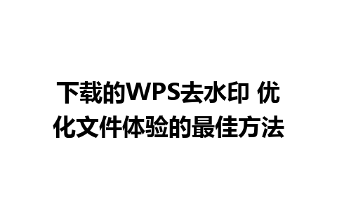 下载的WPS去水印 优化文件体验的最佳方法