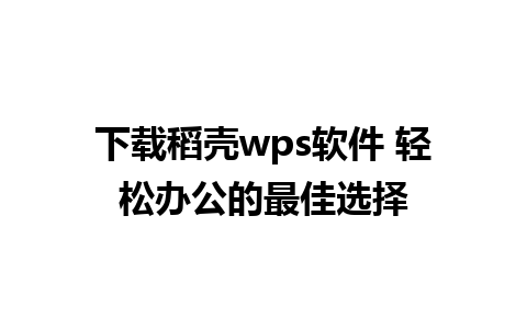 下载稻壳wps软件 轻松办公的最佳选择