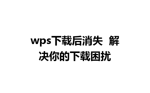 wps下载后消失  解决你的下载困扰