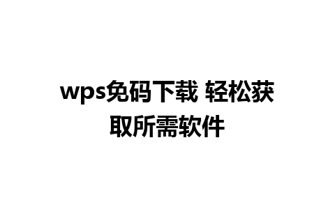 wps免码下载 轻松获取所需软件