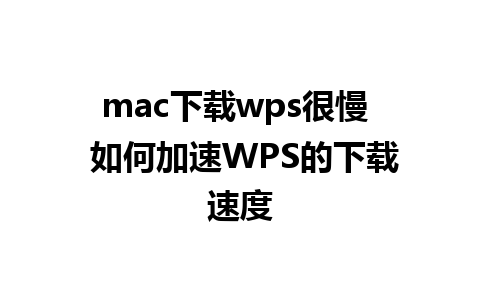 mac下载wps很慢  如何加速WPS的下载速度