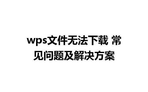 wps文件无法下载 常见问题及解决方案