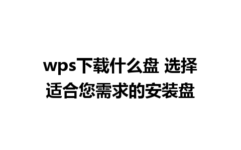 wps下载什么盘 选择适合您需求的安装盘