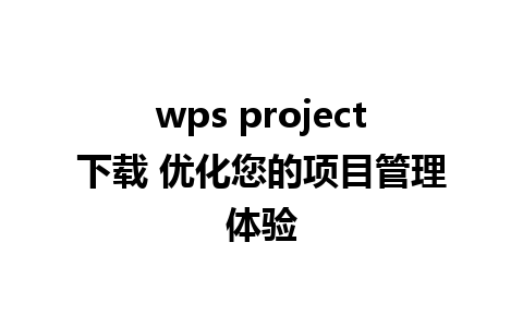 wps project下载 优化您的项目管理体验