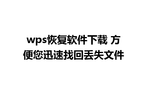 wps恢复软件下载 方便您迅速找回丢失文件