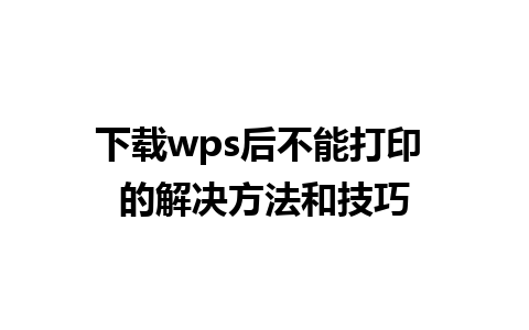 下载wps后不能打印 的解决方法和技巧