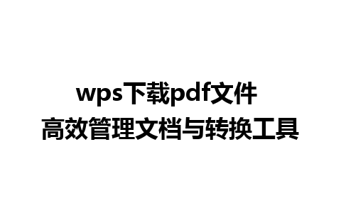 wps下载pdf文件 高效管理文档与转换工具