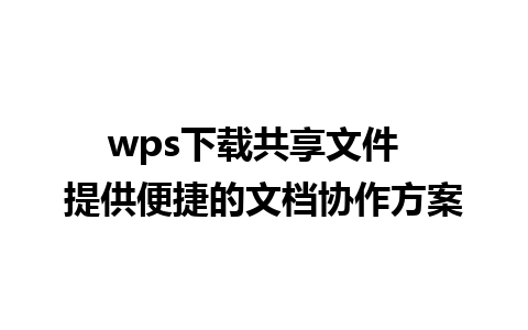 wps下载共享文件  提供便捷的文档协作方案