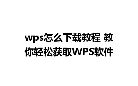 wps怎么下载教程 教你轻松获取WPS软件