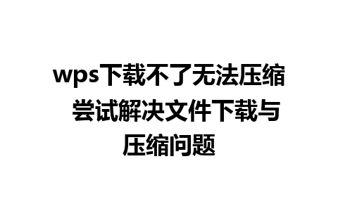 wps下载不了无法压缩  尝试解决文件下载与压缩问题 
