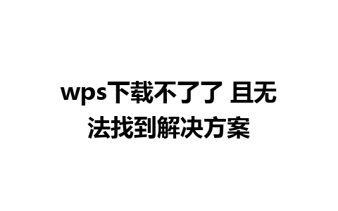 wps下载不了了 且无法找到解决方案