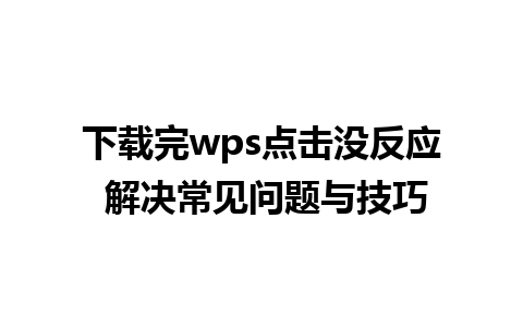 下载完wps点击没反应 解决常见问题与技巧