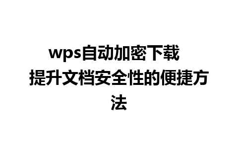 wps自动加密下载  提升文档安全性的便捷方法