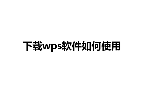 下载wps软件如何使用