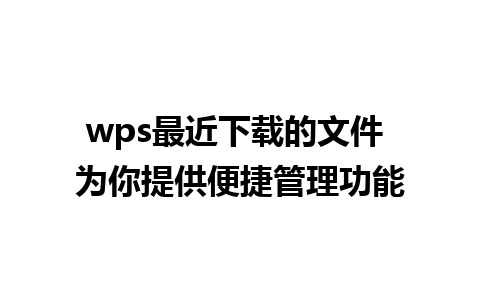 wps最近下载的文件 为你提供便捷管理功能