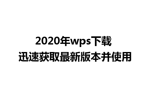 2020年wps下载 迅速获取最新版本并使用