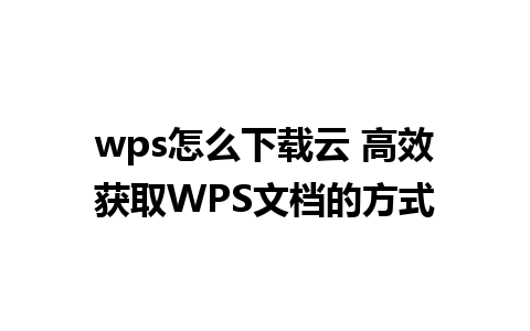 wps怎么下载云 高效获取WPS文档的方式