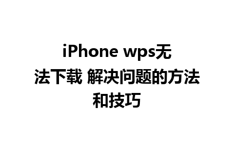 iPhone wps无法下载 解决问题的方法和技巧