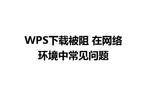 WPS下载被阻 在网络环境中常见问题