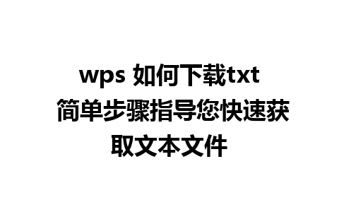 wps 如何下载txt 简单步骤指导您快速获取文本文件