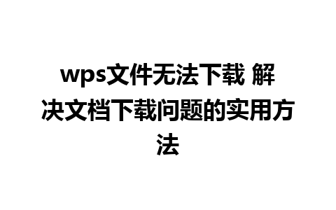 wps文件无法下载 解决文档下载问题的实用方法