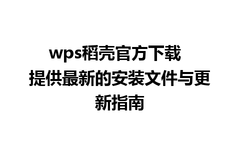 wps稻壳官方下载  提供最新的安装文件与更新指南