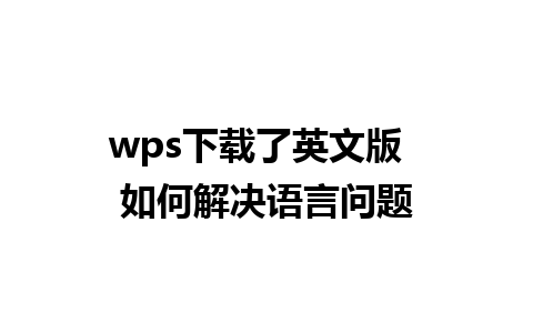 wps下载了英文版  如何解决语言问题