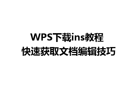 WPS下载ins教程 快速获取文档编辑技巧