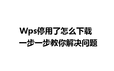 Wps停用了怎么下载  一步一步教你解决问题