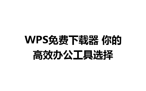 WPS免费下载器 你的高效办公工具选择