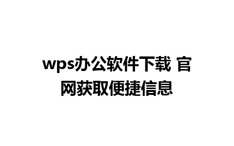 wps办公软件下载 官网获取便捷信息