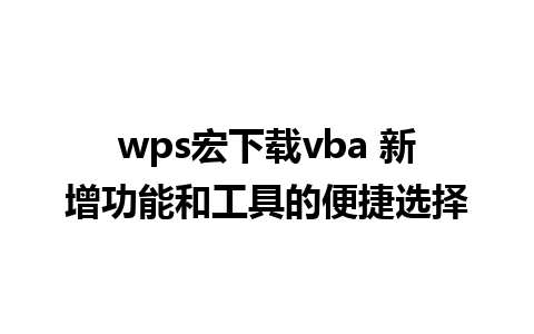 wps宏下载vba 新增功能和工具的便捷选择