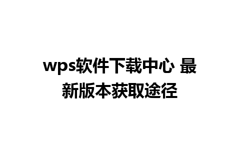 wps软件下载中心 最新版本获取途径