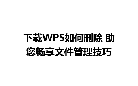 下载WPS如何删除 助您畅享文件管理技巧