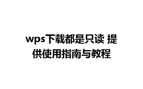 wps下载都是只读 提供使用指南与教程