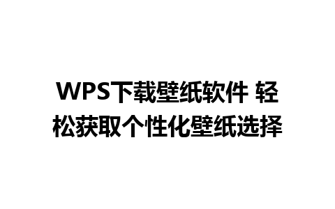 WPS下载壁纸软件 轻松获取个性化壁纸选择