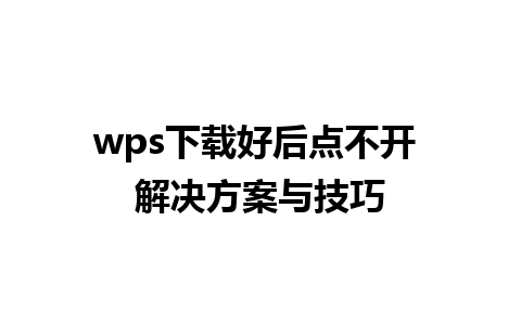 wps下载好后点不开 解决方案与技巧