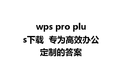 wps pro plus下载  专为高效办公定制的答案