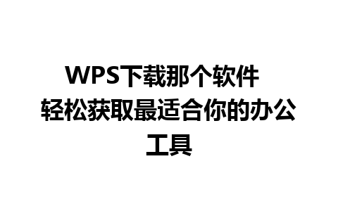 WPS下载那个软件  轻松获取最适合你的办公工具