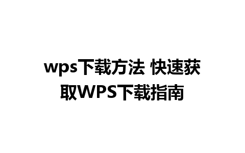 wps下载方法 快速获取WPS下载指南