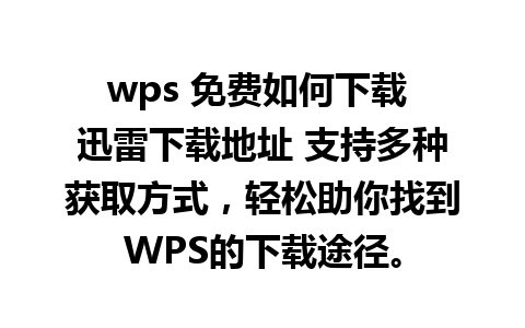 wps 免费如何下载 迅雷下载地址 支持多种获取方式，轻松助你找到WPS的下载途径。