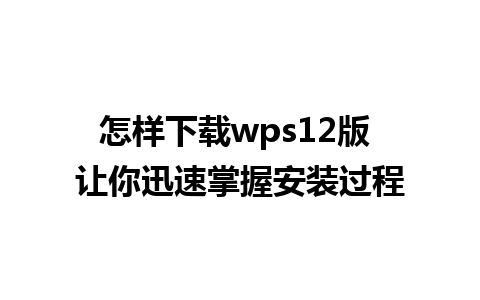 怎样下载wps12版 让你迅速掌握安装过程