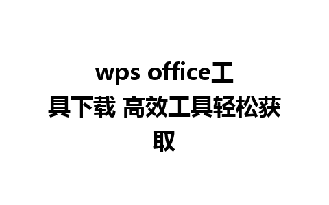 wps office工具下载 高效工具轻松获取