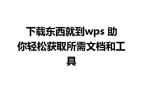 下载东西就到wps 助你轻松获取所需文档和工具