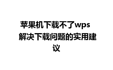 苹果机下载不了wps  解决下载问题的实用建议