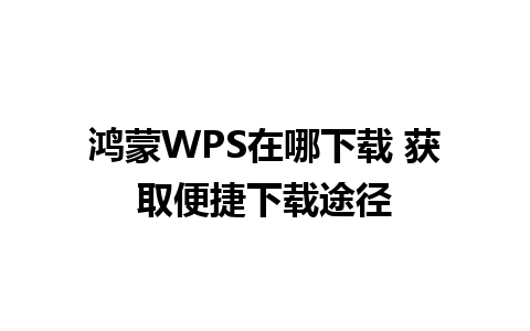 鸿蒙WPS在哪下载 获取便捷下载途径