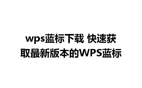 wps蓝标下载 快速获取最新版本的WPS蓝标