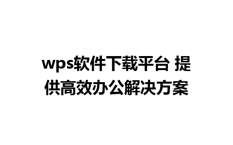 wps软件下载平台 提供高效办公解决方案