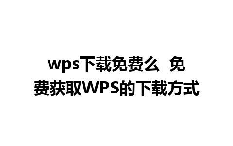 wps下载免费么  免费获取WPS的下载方式