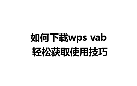 如何下载wps vab 轻松获取使用技巧